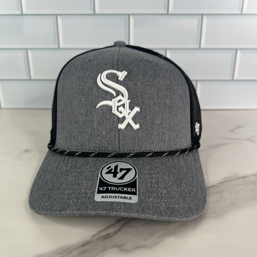 Chicago White Sox Hat Cap Snap Back Trucker Mesh Gray Black MLB Baseball Mens 47